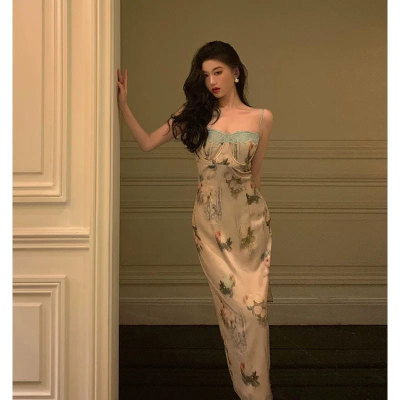 Sexy Sheath Spaghetti Straps Floral Lace Prom Dresses Birthday Outfits Evening Gown - View 4 | FashionDia