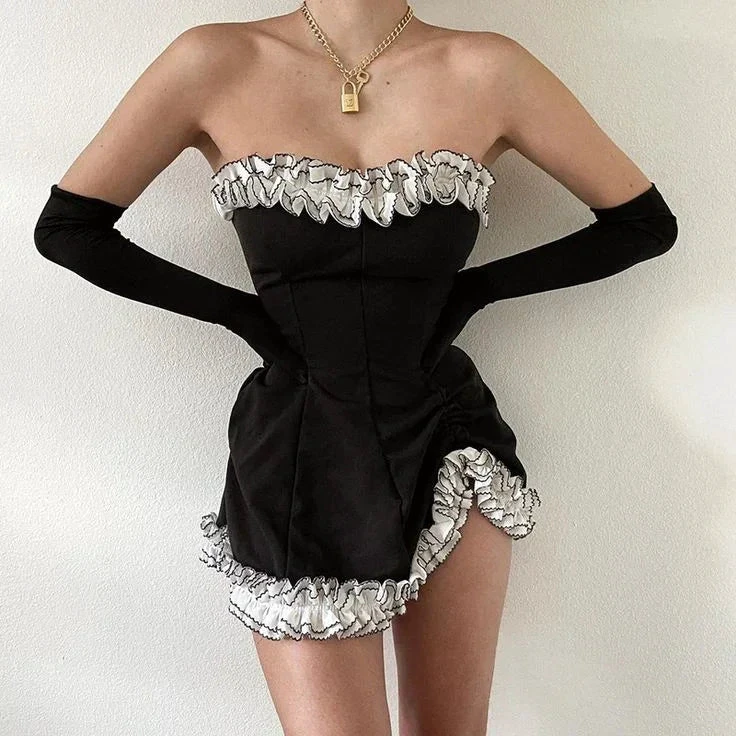 Irregular Strapless Homecoming Dress Sexy Cocktail Dress (ZD11390)