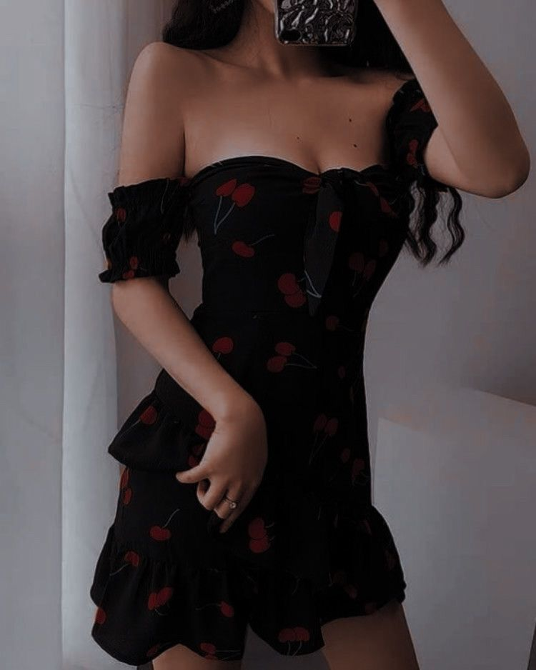 Pretty Off-the-Shoulder Black Chiffon Short Party Dress Cocktail Dress Formal Graduation Homecoming Dress - FashionDia