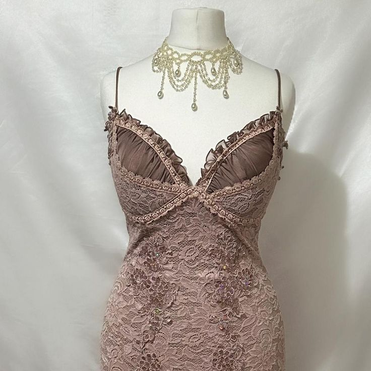 Brown Vintage Lace Beading Pleated Birthday Party Dress Short Homecoming Dress - View 6 | FashionDia