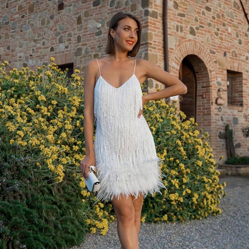 Silvia Aesthetic Pailletten Mini Dress Mit Quasten Premium Wardrobe Essential