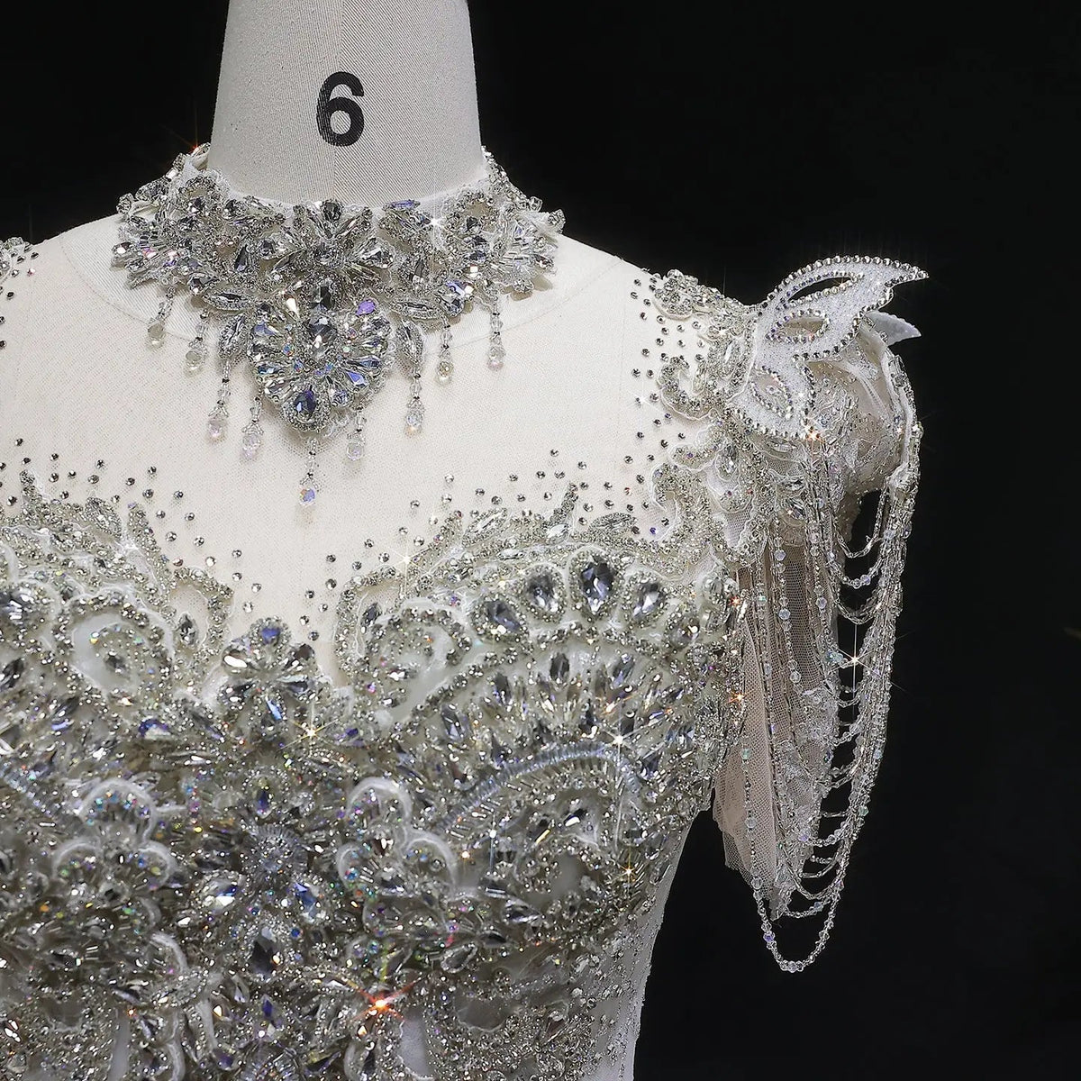 Luxury Satin Ivory Ball Gown with Silver Floral Embroidery Wedding Dress ZP165 - View 10 | VelvetHem