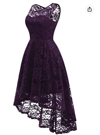 Women's Vintage Floral Lace Sleeveless Hi-Lo Cocktail Formal Swing Dress Party Dress - View 5 | FashionDia