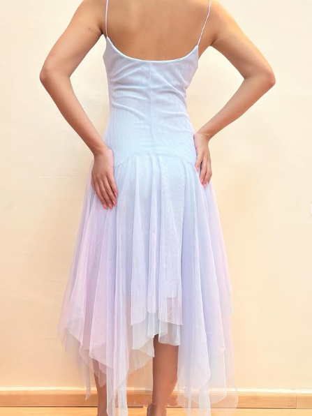 Lavender Tulle A-Line Short Prom Dress,Homecoming Dress With Flowers - View 4 | FashionDia