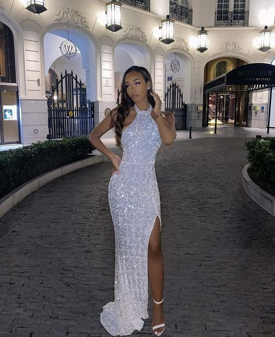 Shiny sexy sequins black gilr prom dresses long Prom & Evening Dress - FashionDia