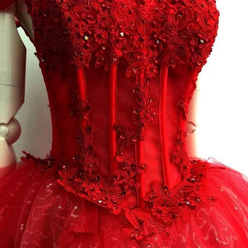 Adorable Red Sweetheart Shiny Tulle Off Shoulder Short Homecoming Dress Red Party Dress Y1212 by simplepromdress
