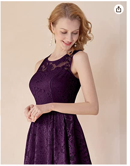 Women's Vintage Floral Lace Sleeveless Hi-Lo Cocktail Formal Swing Dress Party Dress - View 2 | FashionDia