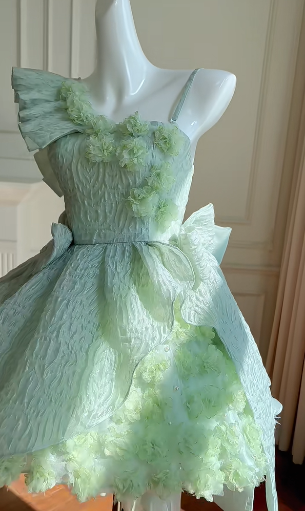 Pretty Off-the-Shoulder Appliques Green A-Line Homecoming Dress Birthday Outfits - FashionDia
