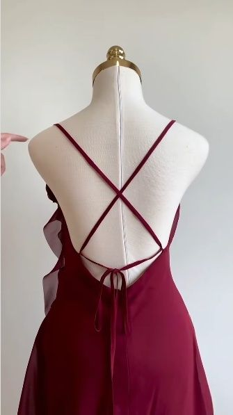 Simple Burgundy Chiffon Homecoming Dress,Backless Short Party Dress