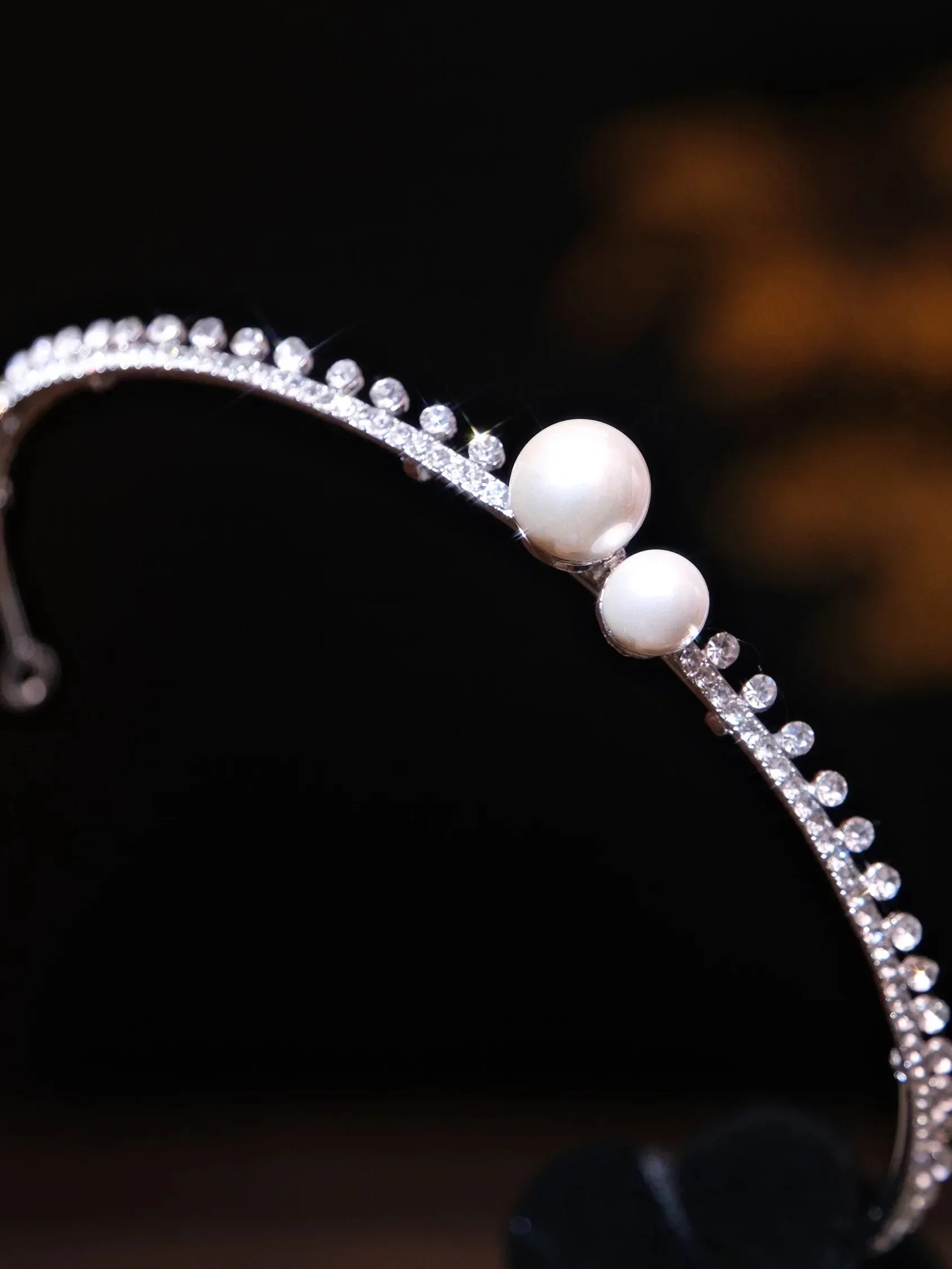Rhinestones Crystal Tiaras and Crowns Pearl Headband For Brides Women Girl Headpiece Wedding Accessories Bridal Hair Jewelry