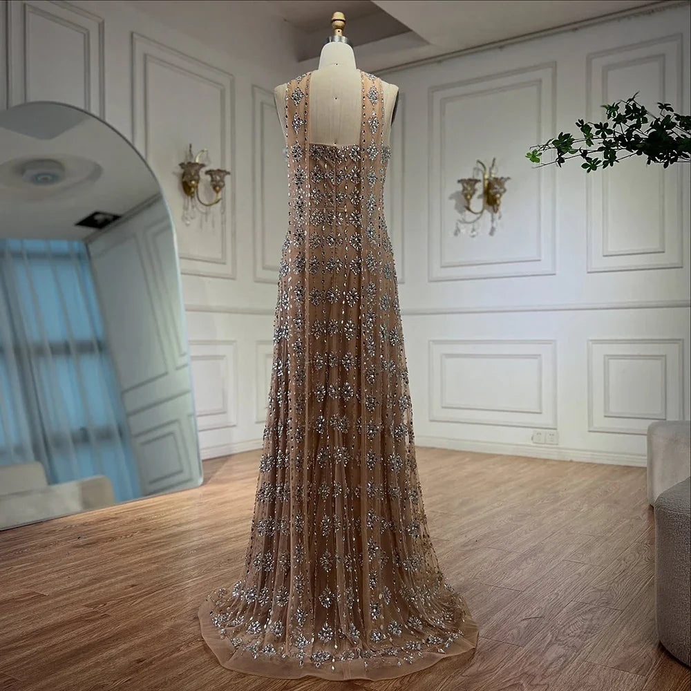 Zapdress Customized 2026 Nude Luxury Beaded Mermaid Evening Dresses Glala Party Gowns for Women (ZD17222)
