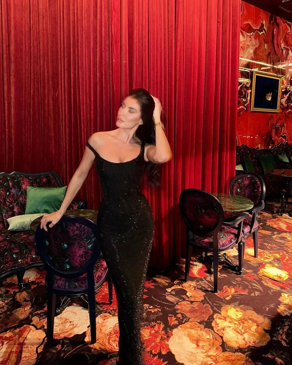 Black Mermaid Evening Dresses Shiny Sequins Prom Dress Sexy Dinner Women Celebrity Party Gowns robe de soirée