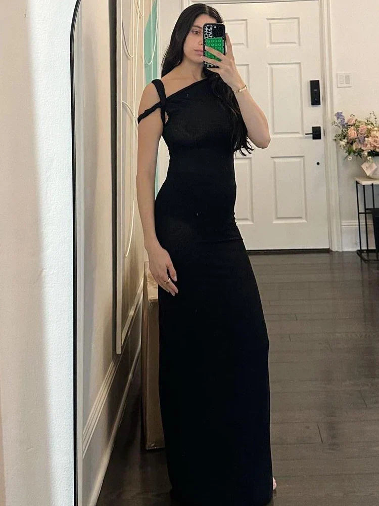 Irregular Short Sleeve Slip Maxi Dress - View 4 | VelvetHem