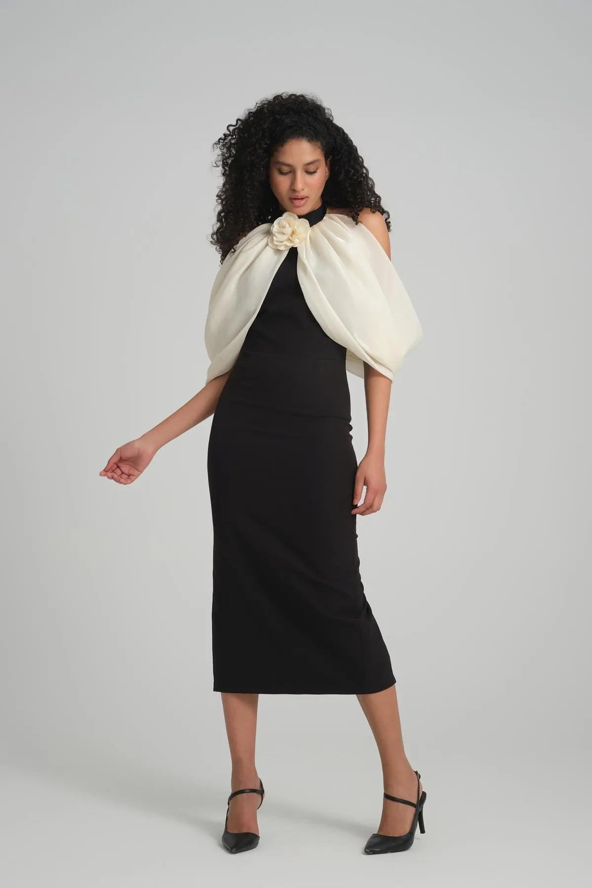 Black Color Women Sexy Off the Shoulder Florals Bodycon Mid-Calf Dress Birthday Party Celebrate Homecoming Dress Wholesale black