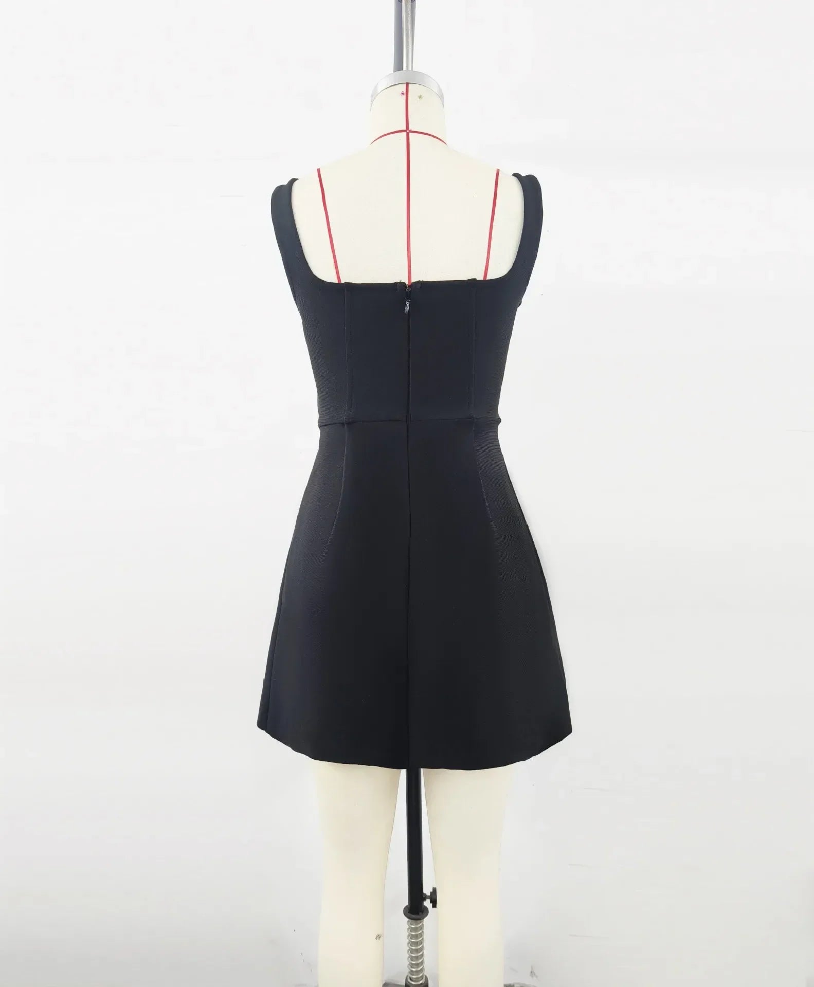 Women Sleeveless Sexy Square Collar A-Line Bodycon Mini Dress Fashion Celebrate Birthday Party Evening Dress