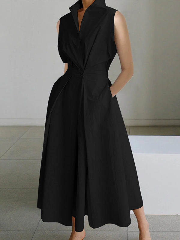 Rocío Exclusive White Shirt Collar Urban Cotton Dress Evening Wear Edit