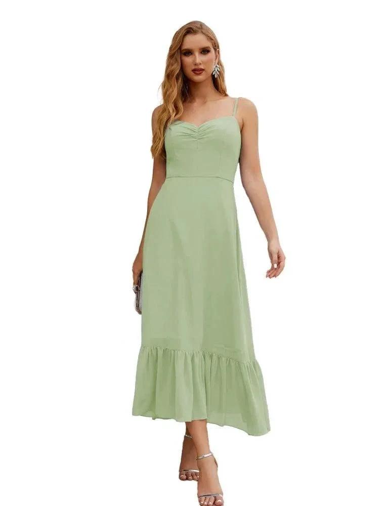 Numbersea Spaghetti Strap Chiffon Bridesmaid Dress Ankle Length Formal A Line Cocktail Party Homecoming Dress for Juniors SEA28028 by numbersea
