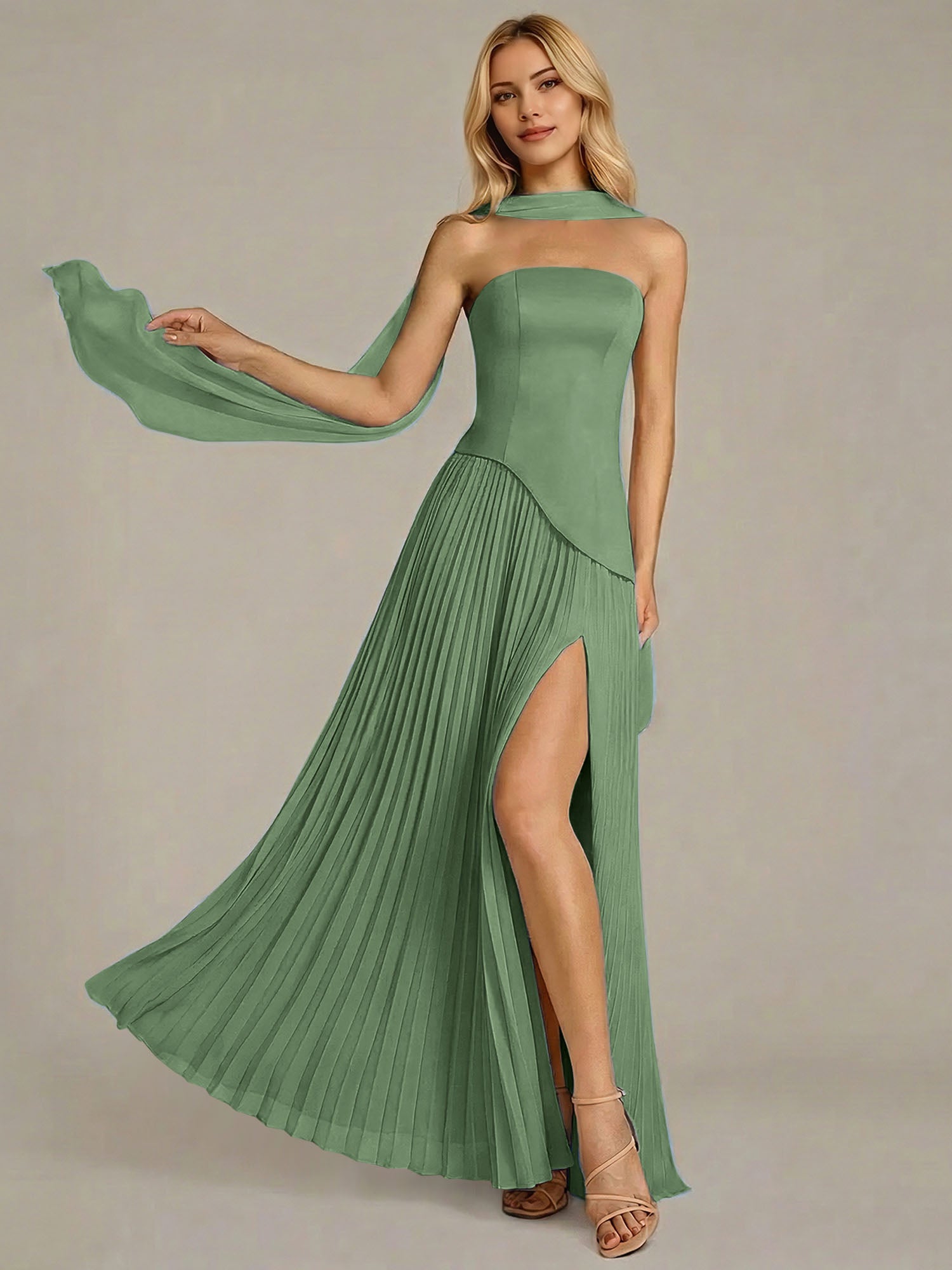 Navy A Line Satin Off The Shoulder Sleeveless Floor Length Dress