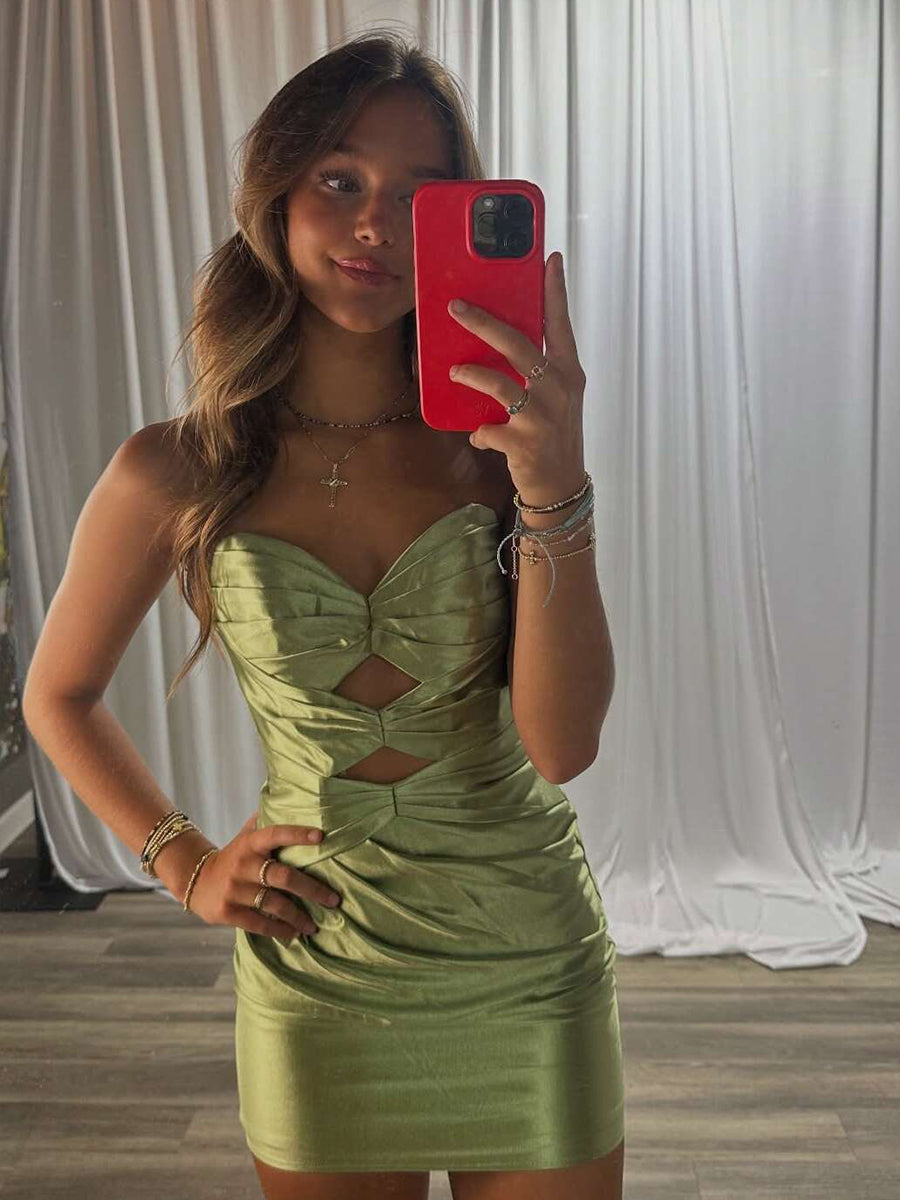 Strapless Keyholes Fitted Short Homecoming Dress