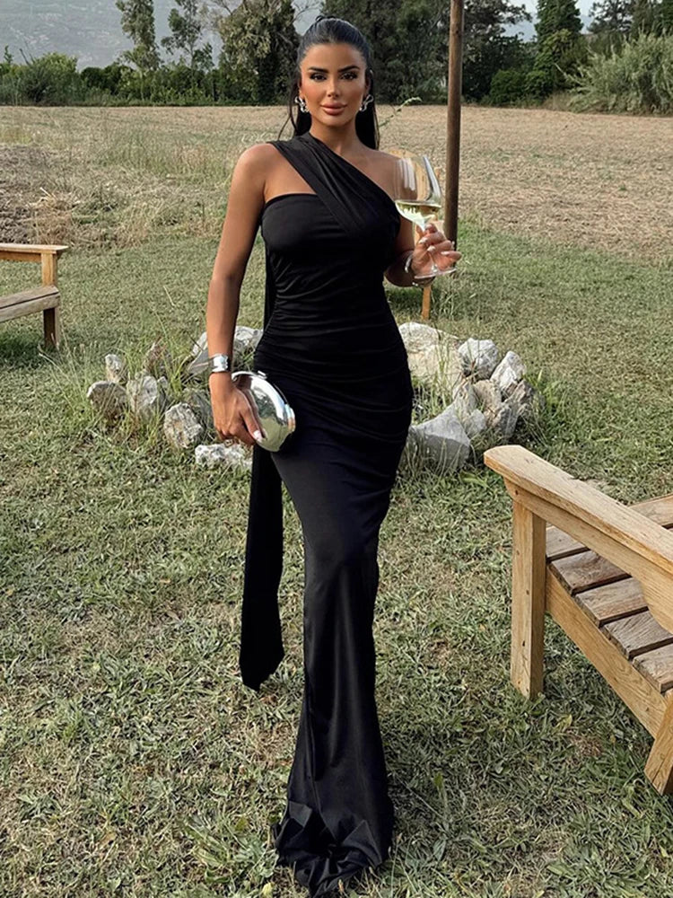 Strapless Off Shoulder Pleated Maxi Dress - View 5 | VelvetHem