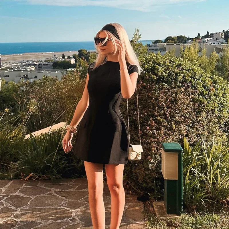Ailsa Slim Solid Pockets Mini Dress