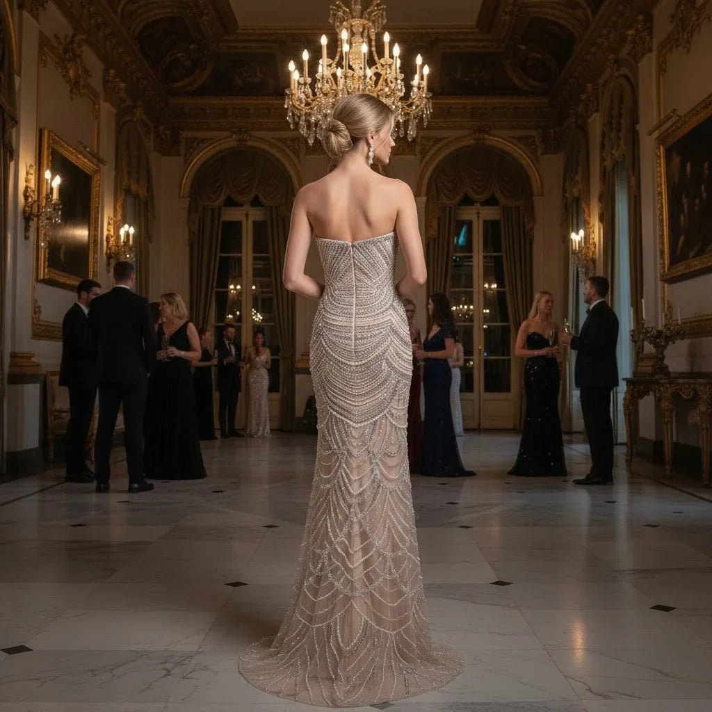 Zapdress Mermaid Beaded Pearls Evening Gala Dresses 2026 High End Strapless Party Gowns Robe De Soiree DLA72900 Customized (ZD17219)