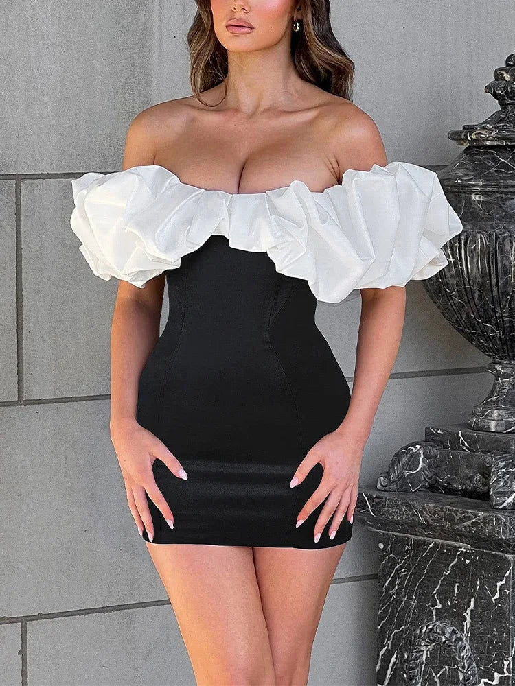 Sleeveless Single Shoulder Bubble Pleated Silk Dress - View 3 | VelvetHem