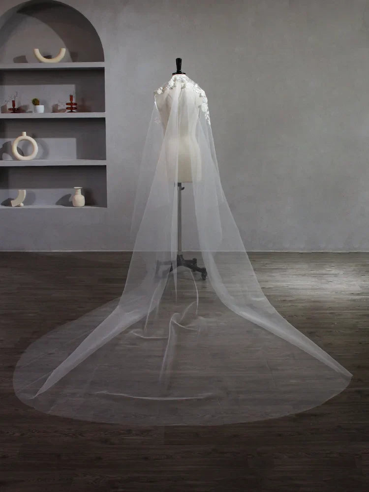 Long Pearl Bridal Veil Flower Lace Wedding Veils For Evening Dinner Party Dress Women Girl Gift Hair Accessories Brides Jewelry