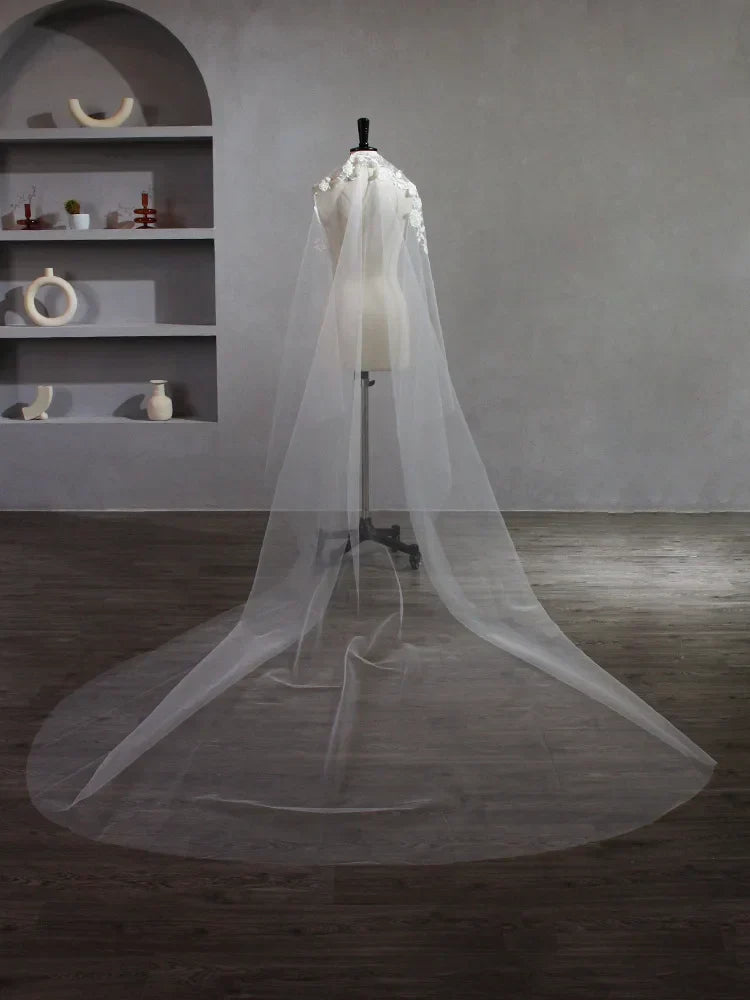 Long Pearl Bridal Veil Flower Lace Wedding Veils For Evening Dinner Party Dress Women Girl Gift Hair Accessories Brides Jewelry