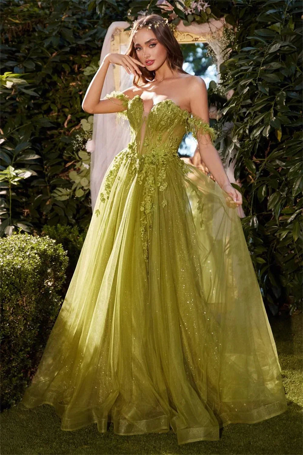 Corset Tulle Embroidery Graduate Prom Dresses