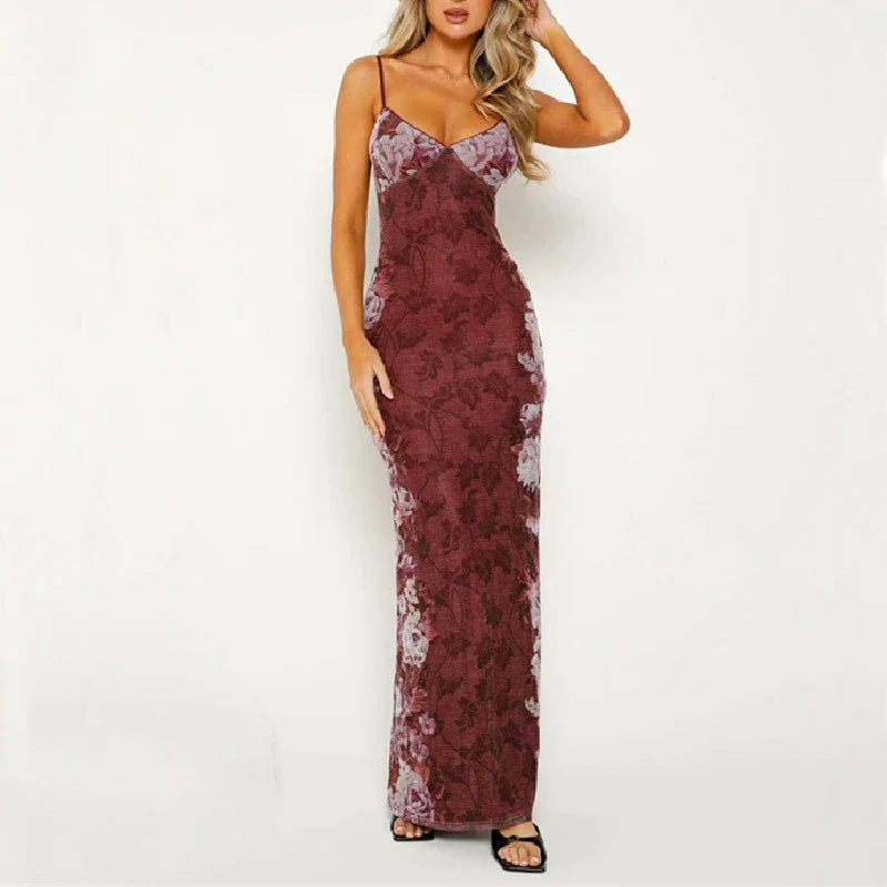 Vintage Backless V-neck Sleeveless Bodycon Slip Dress - VelvetHem