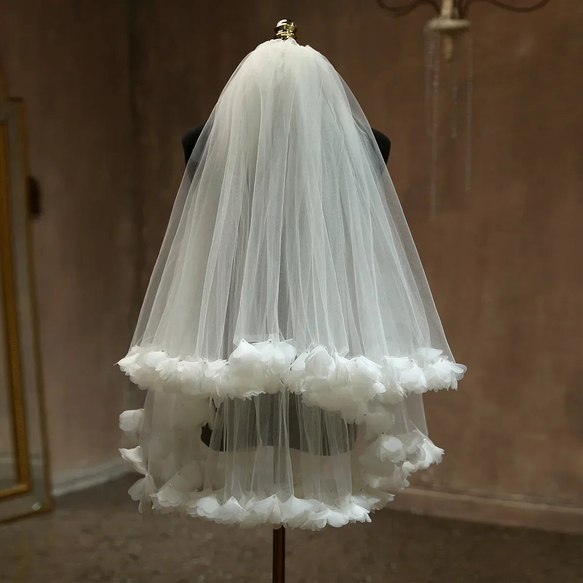 Flower Floral Bridal Veil Lace Wedding Veils For Evening Dinner Party Dress Women Girl Gift Hair Accessories Brides Jewelry a