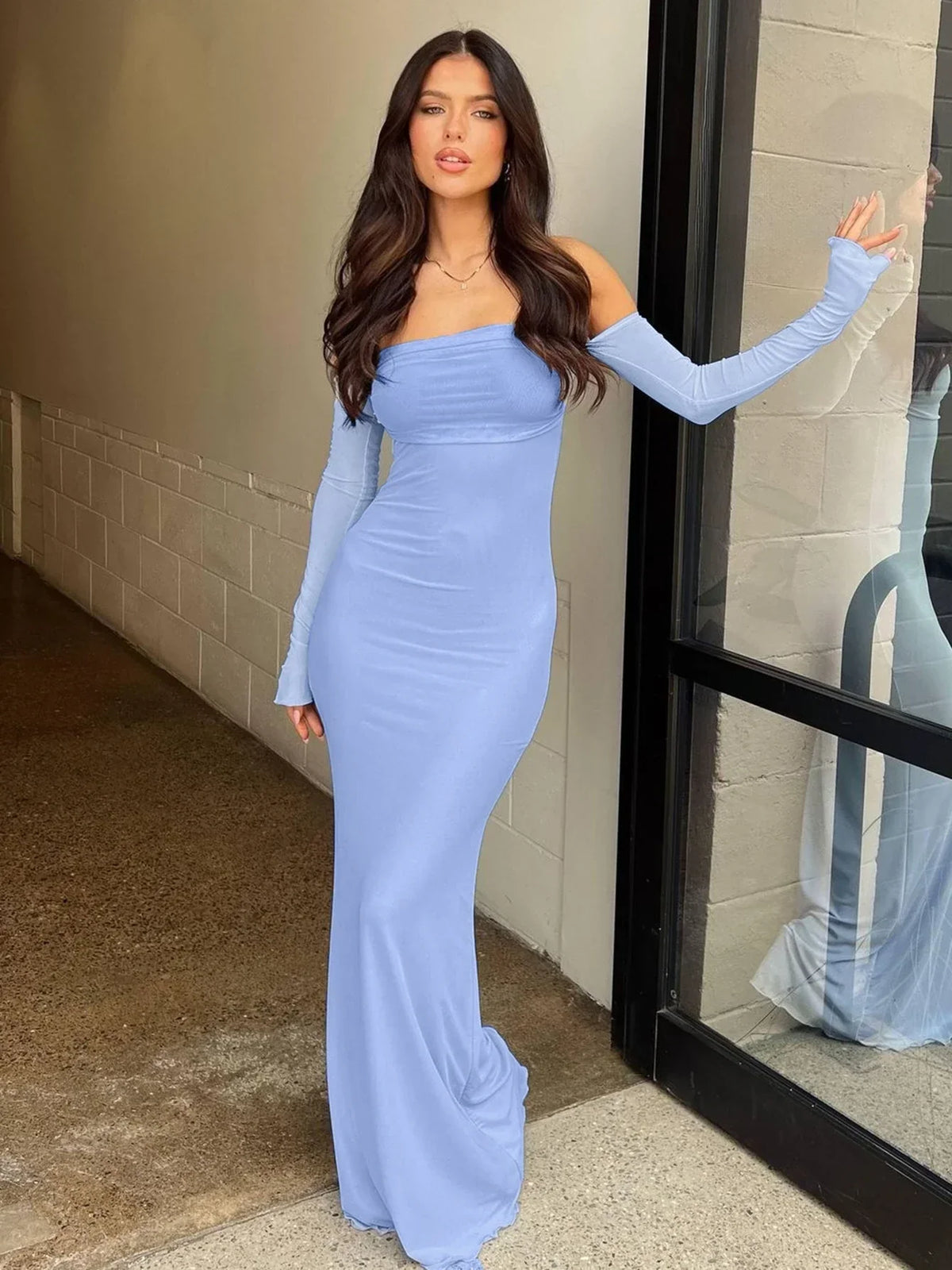 Strapless Patchwork Backless Maxi Dress - View 2 | VelvetHem