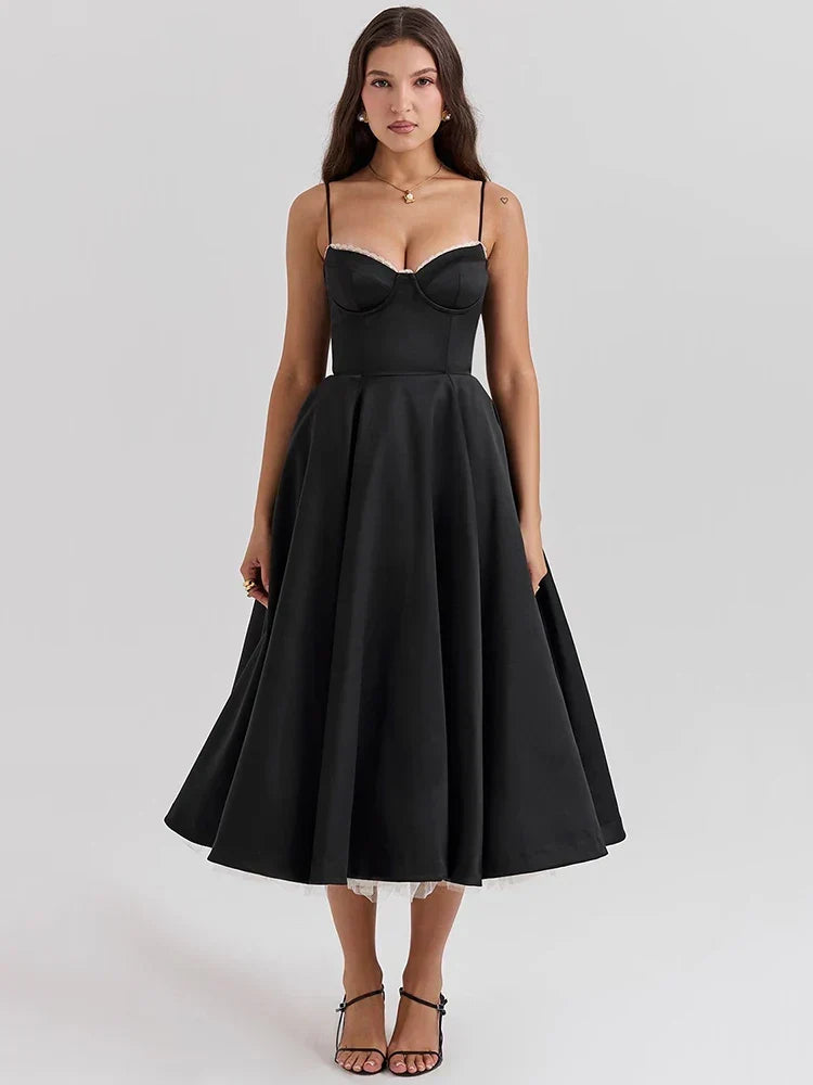 A-line Backless Spaghetti Strap Midi Dress - View 2 | VelvetHem