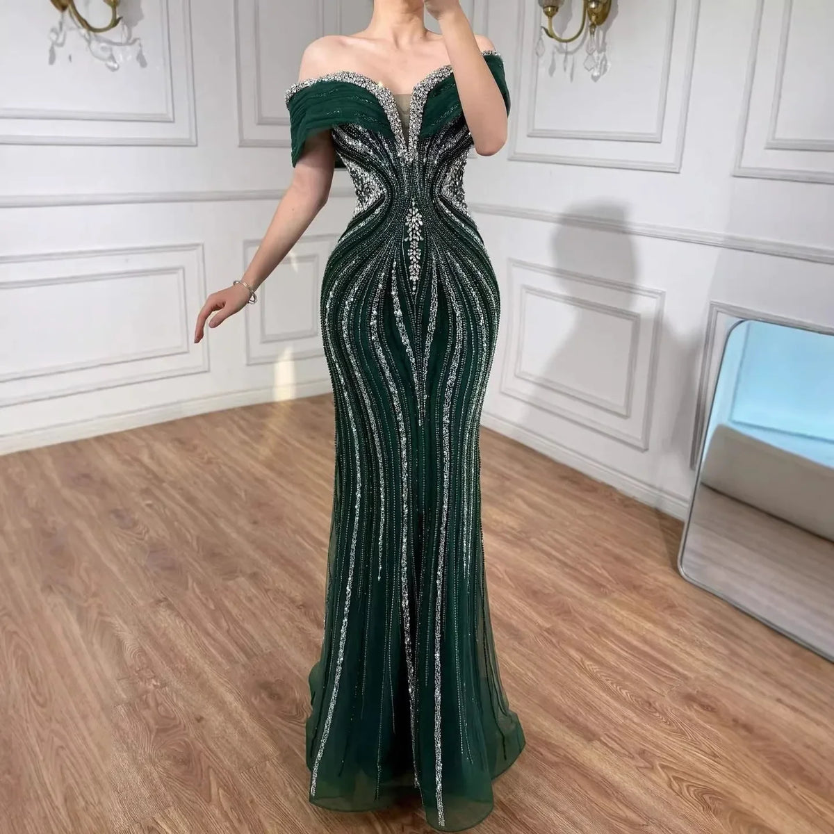 Zapdress Customized Gold Mermaid Evening Dress 2026 Luxury Beaded Party Gowns for Women DLA73142A (ZD17363)