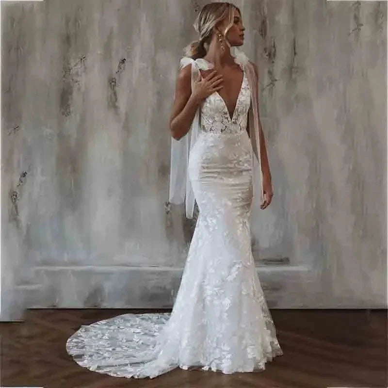 MACDOUGAL Boho Wedding Dress off The Shoulder Vintage Lace Appliques Bride Dresses Vestido De Novia Custom Made For Women (ZD14269)