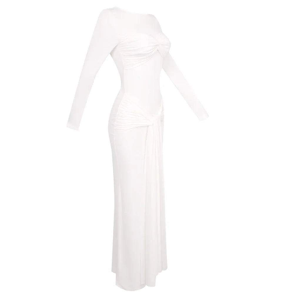 O - neck Long Sleeve Robe fashion Maxi Dress