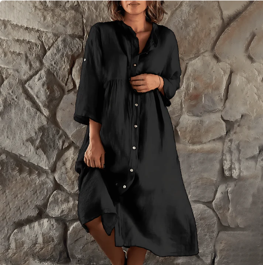 Valeria Statement Plus Size Summer Dress Casual Button Down Premium Wardrobe Essential