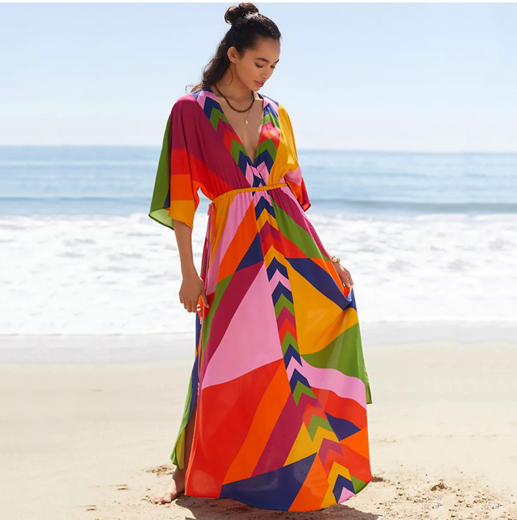 Jimena Aesthetic Multicolored Maxi Dress for Women Evening Wear Edit