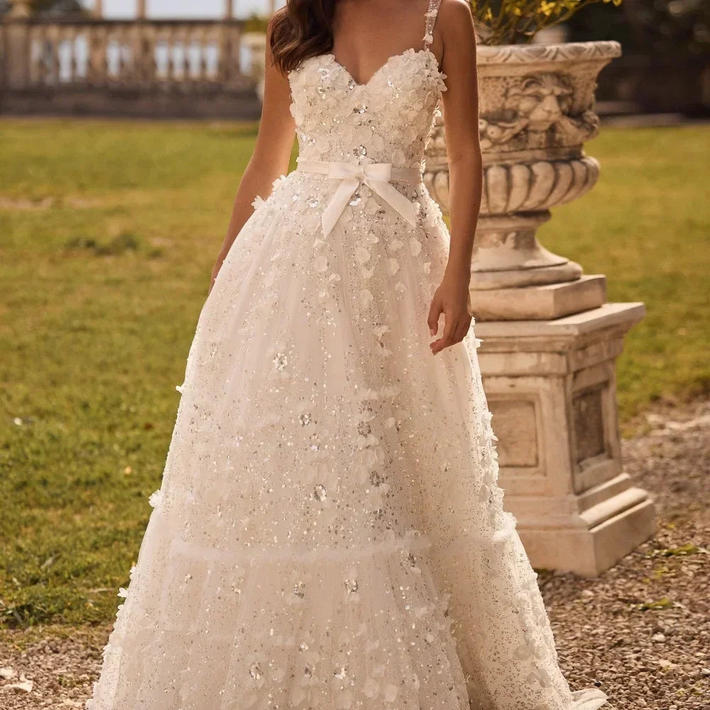 Floral Lace A-Line Prom Dress - VelvetHem