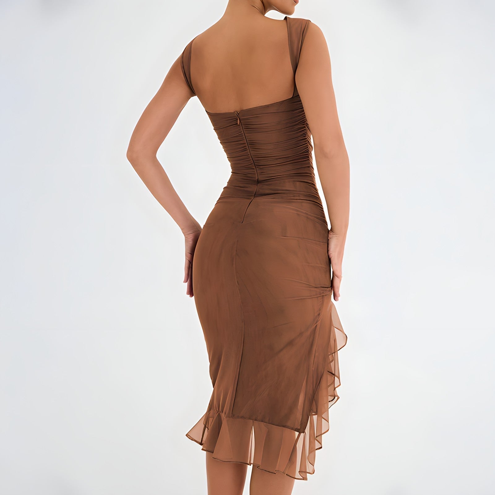 Effortless Penelope Midi Dress with Ruffles Boutique Collection