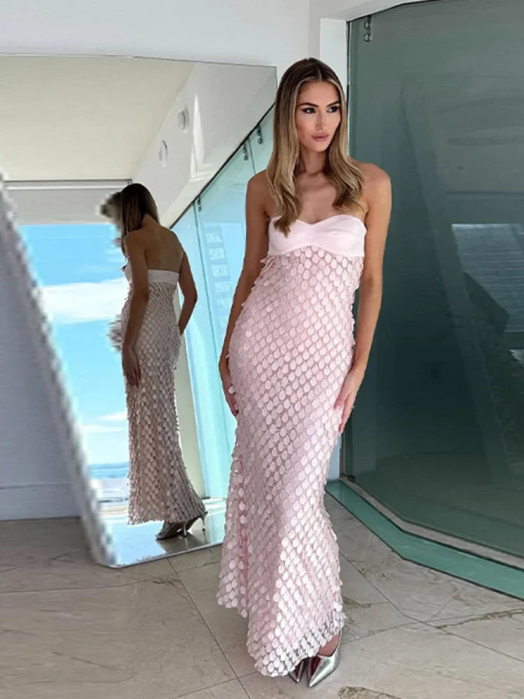 Sequin Tube Top Maxi Dress - View 4 | VelvetHem