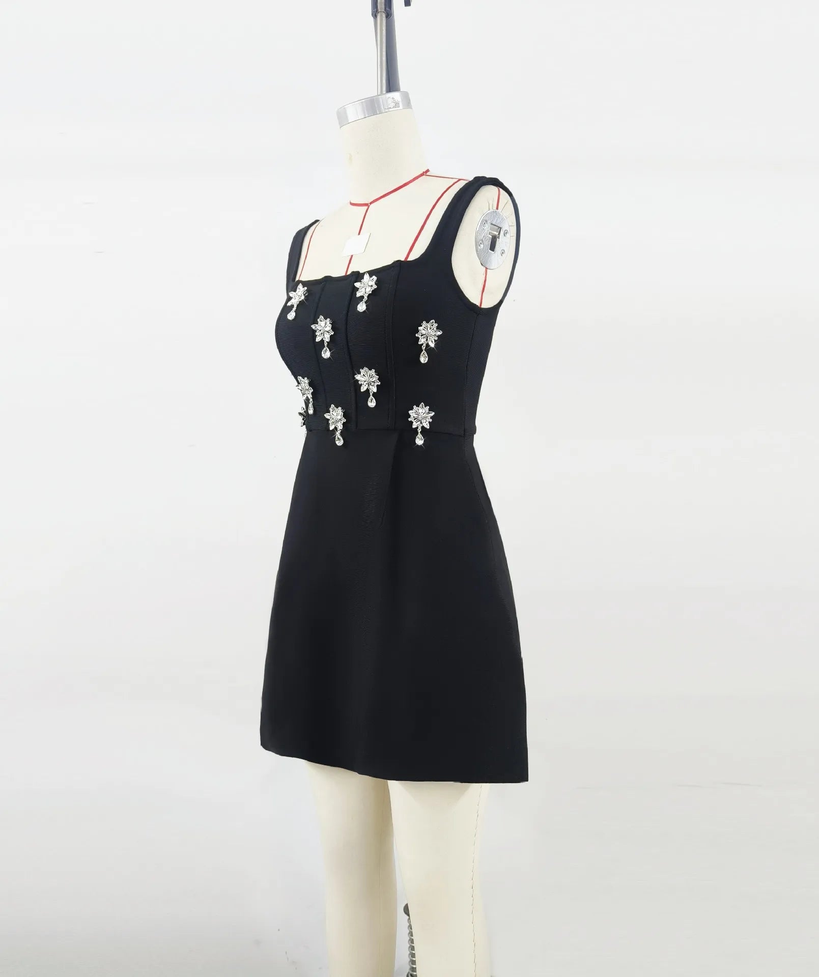 Women Sleeveless Sexy Square Collar A-Line Bodycon Mini Dress Fashion Celebrate Birthday Party Evening Dress