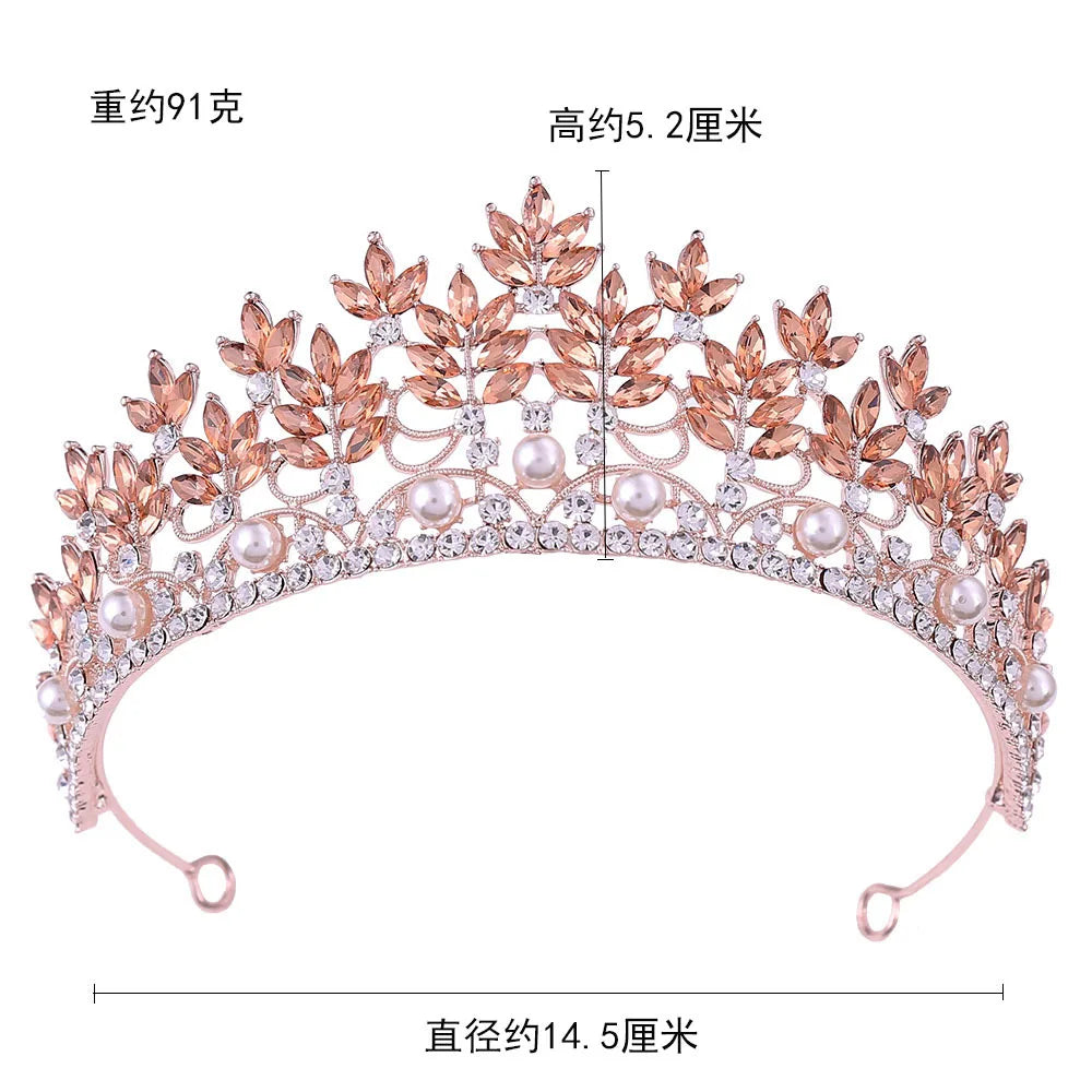 Baroque Crowns And Tiaras For Wedding Bride Hair Accessories Pearl Crystal Princess Queen Bridal Tiara Crown Headdress - View 2 | FashionDia