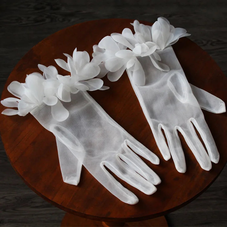Short Bridal Gloves White Wristband Wedding Glove For Women Girl Party Evening Dress Jewelry Brides Accessories