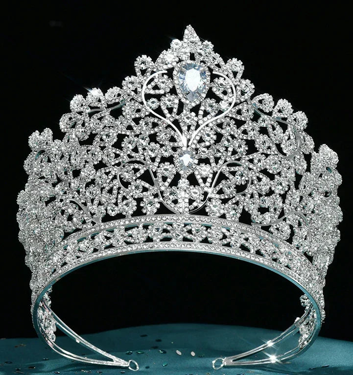 Zirconia Tiaras and Crowns Rhinestones Headband For Brides Party Big Large Headpiece Wedding Accessories Bridal Hair Jewelry a