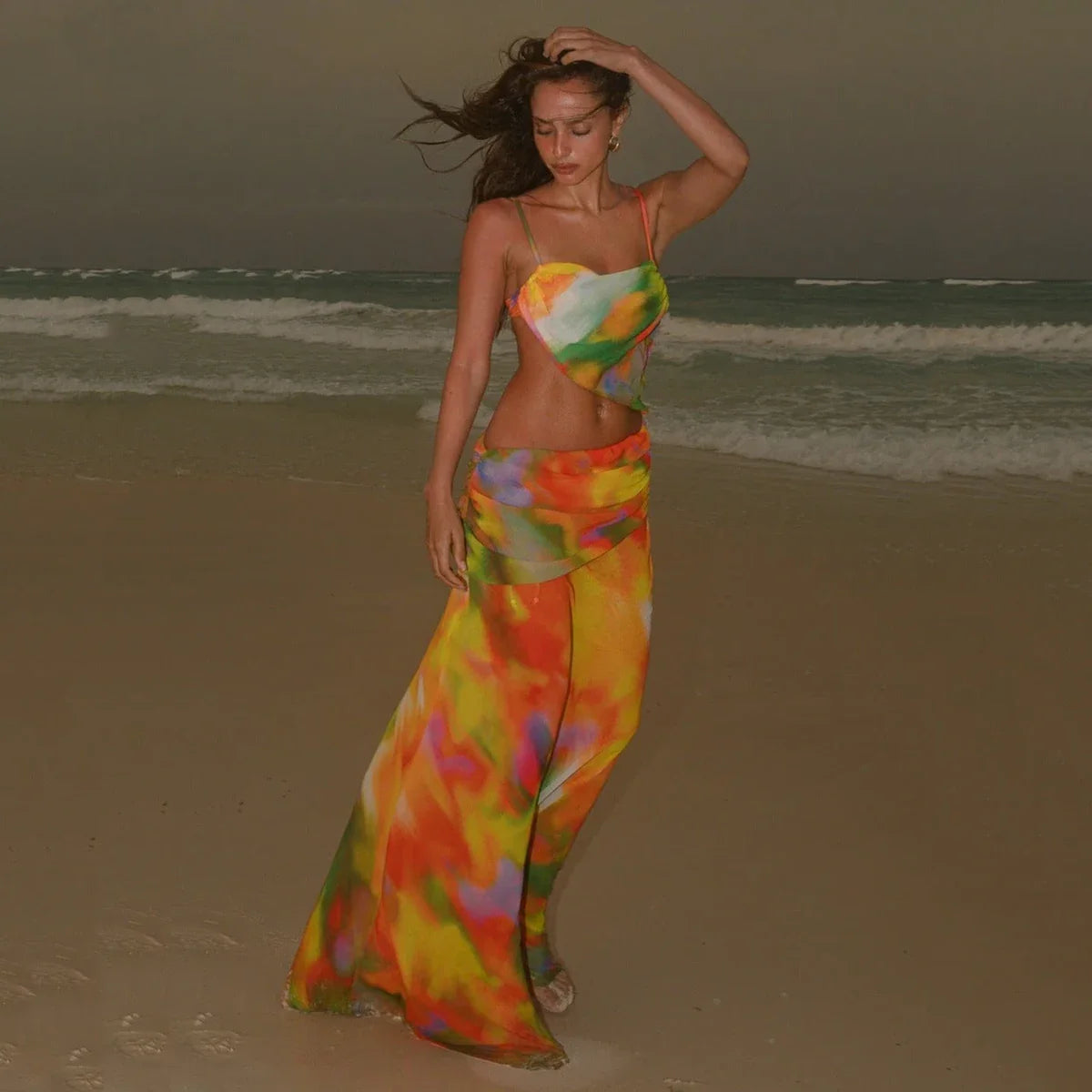 Maxi Dress Cover Up Bikini Three Piece Swimsuit