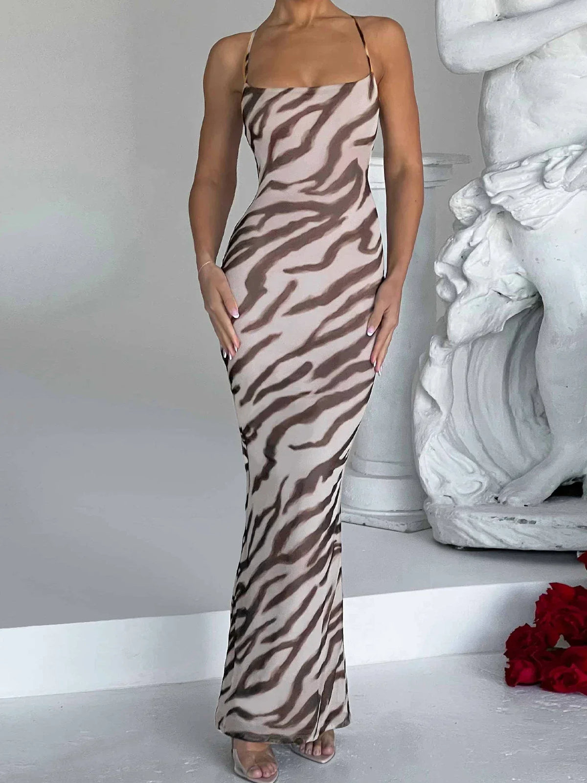 Zebra Print Slips Maxi Dress - View 2 | VelvetHem