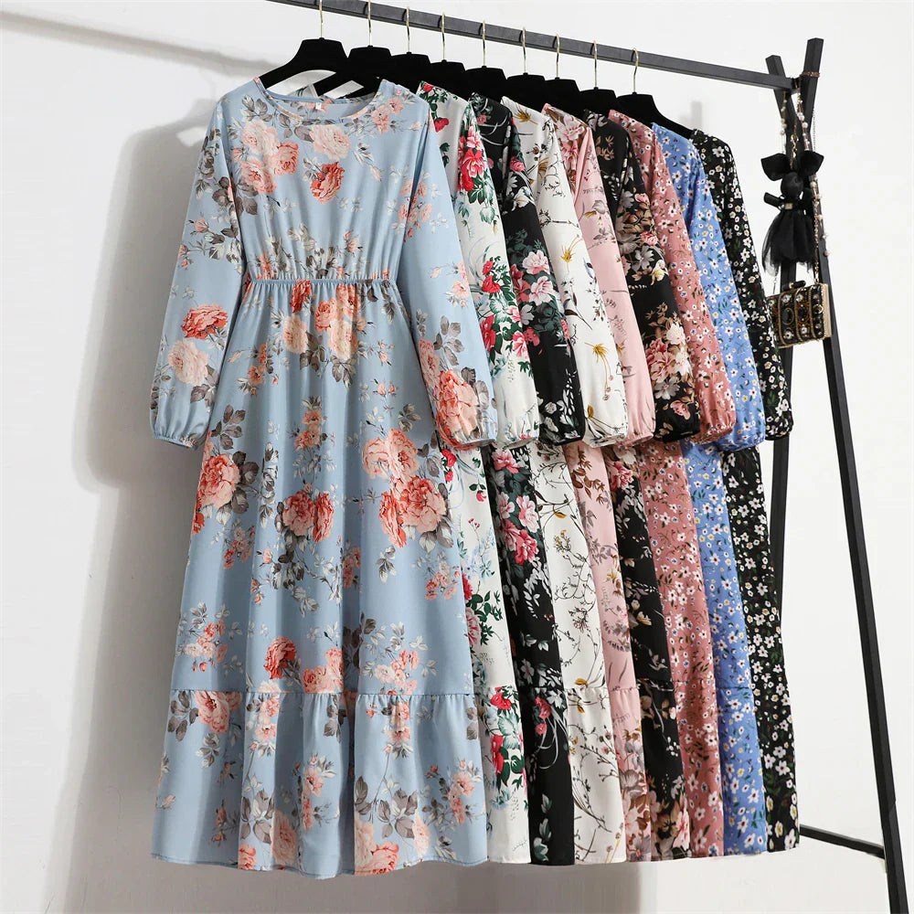 Erin Aesthetic Floral Long Dress for Summer Premium Wardrobe Essential
