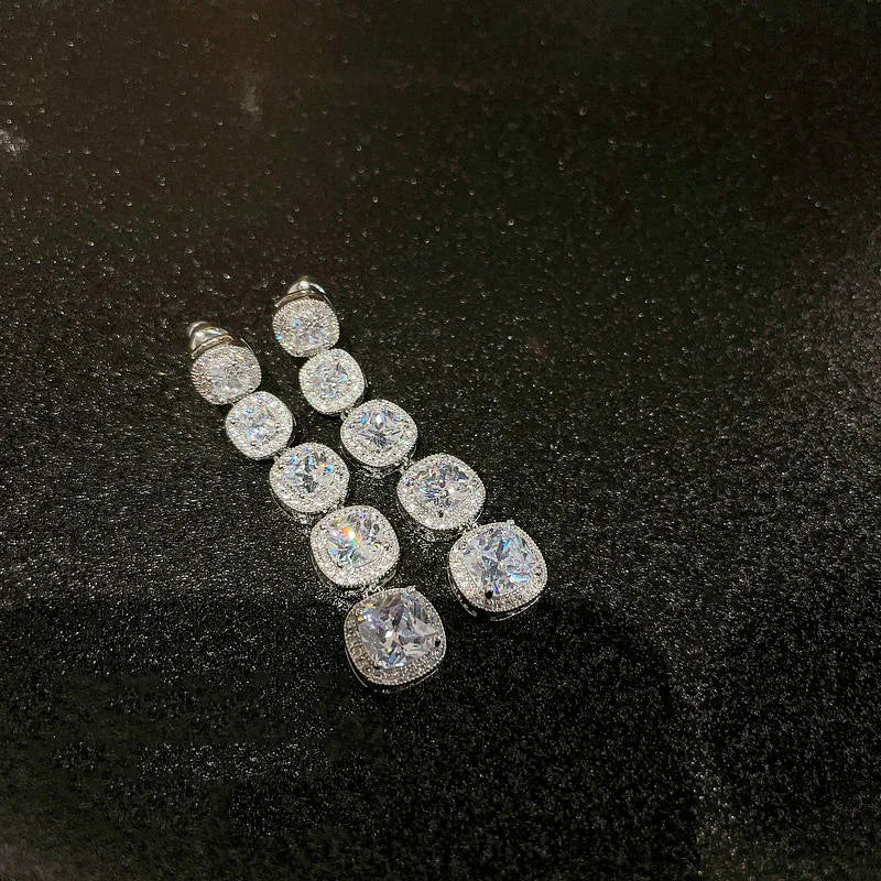 High Quality AAA Zircon Bridal Earrings CZ Zirconia Wedding Earring For Brides Accessories Women Evening Party Dress Jewelry - View 2 | FashionDia